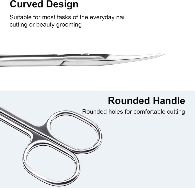 CGBE Manicure Scissors, Extra Fine Eyebrow Scissors for Grooming, Curved Blade Nail Scissors Precise Pointed Tip Grooming Kit for Eyebrow, Eyelash, Trim Nail and Dry Skin - Image 3